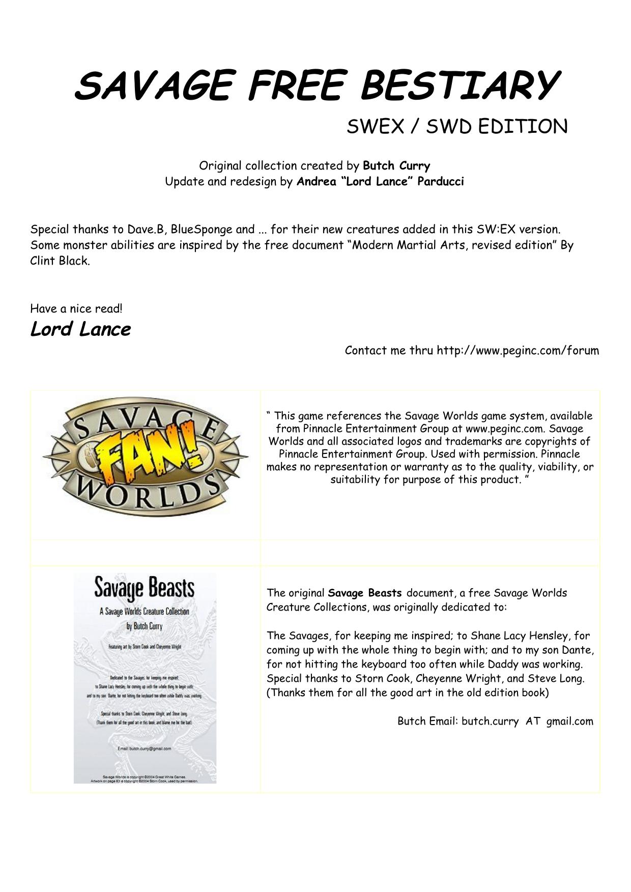 Savage Free Bestiary