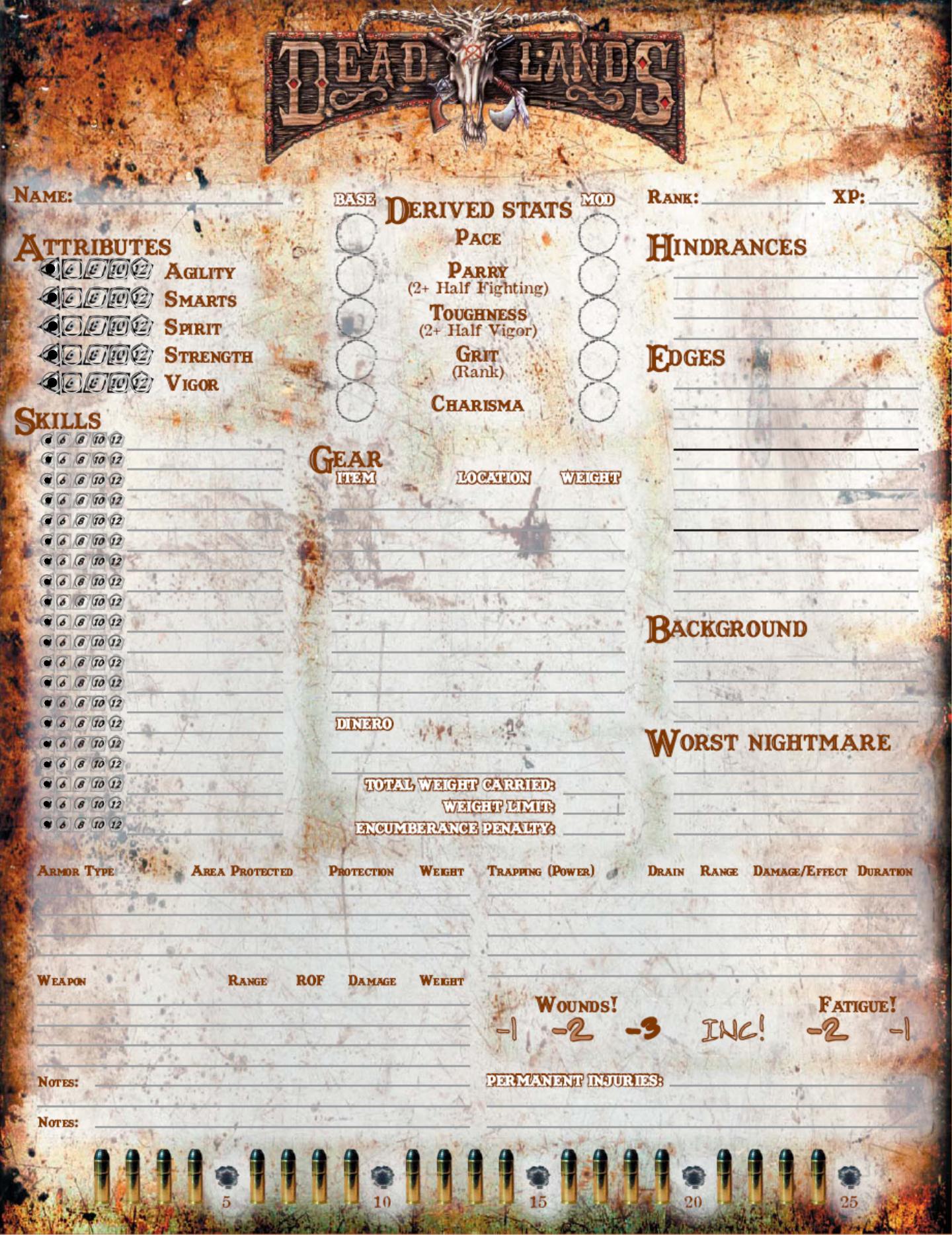 Form Fillable Deadlands Reloaded CS