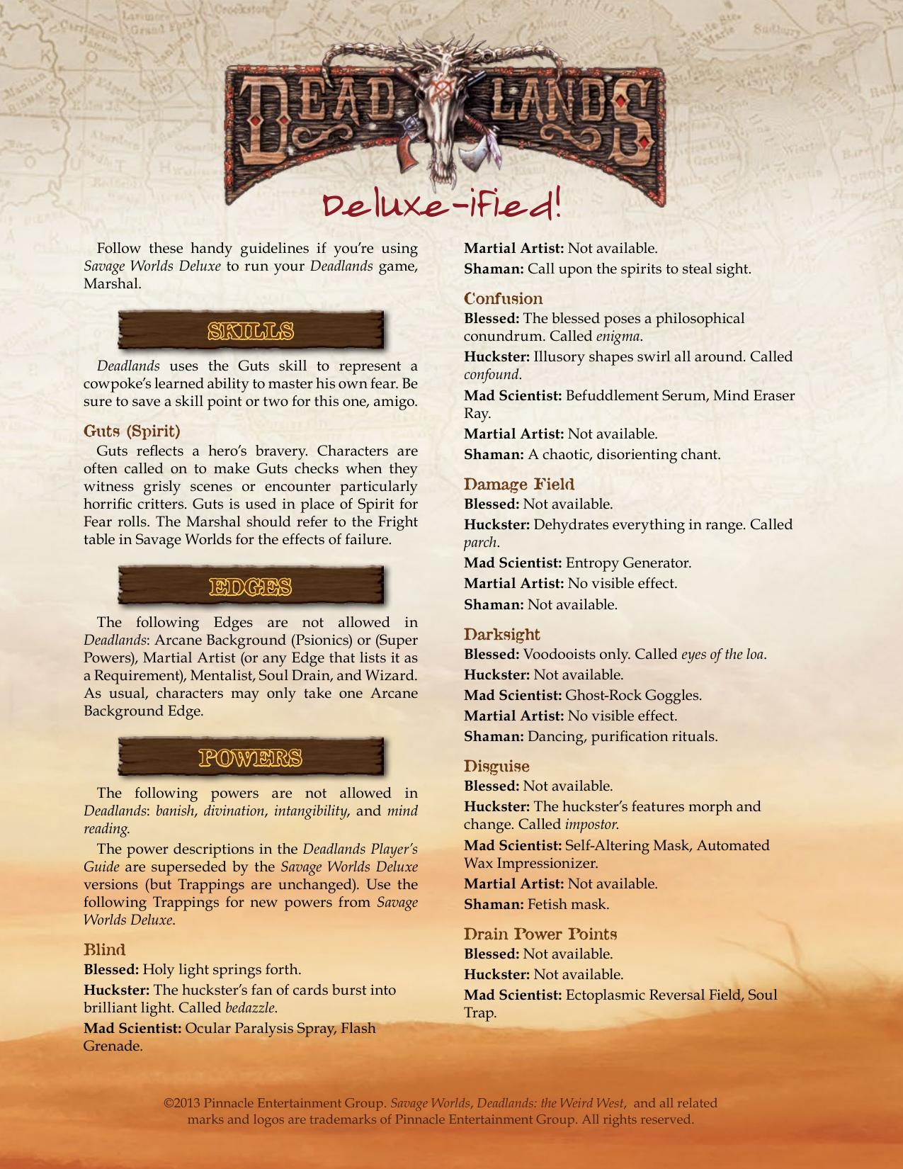 Deadlands Reloaded Deluxe Conversion