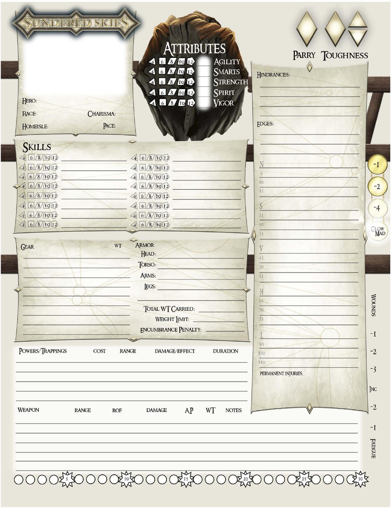 Sundered Skies Character Sheet