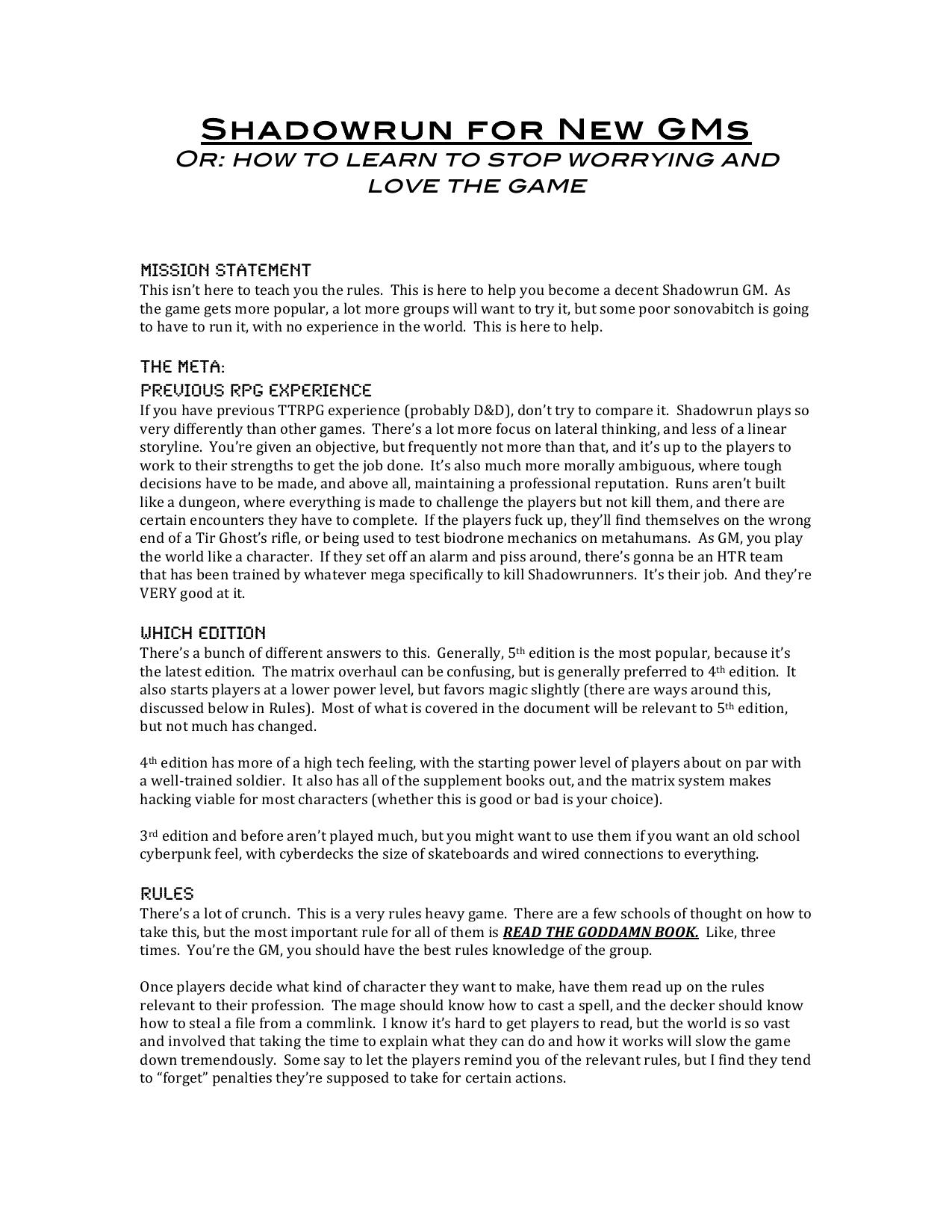 Microsoft Word - Shadowrun New GM FAQ