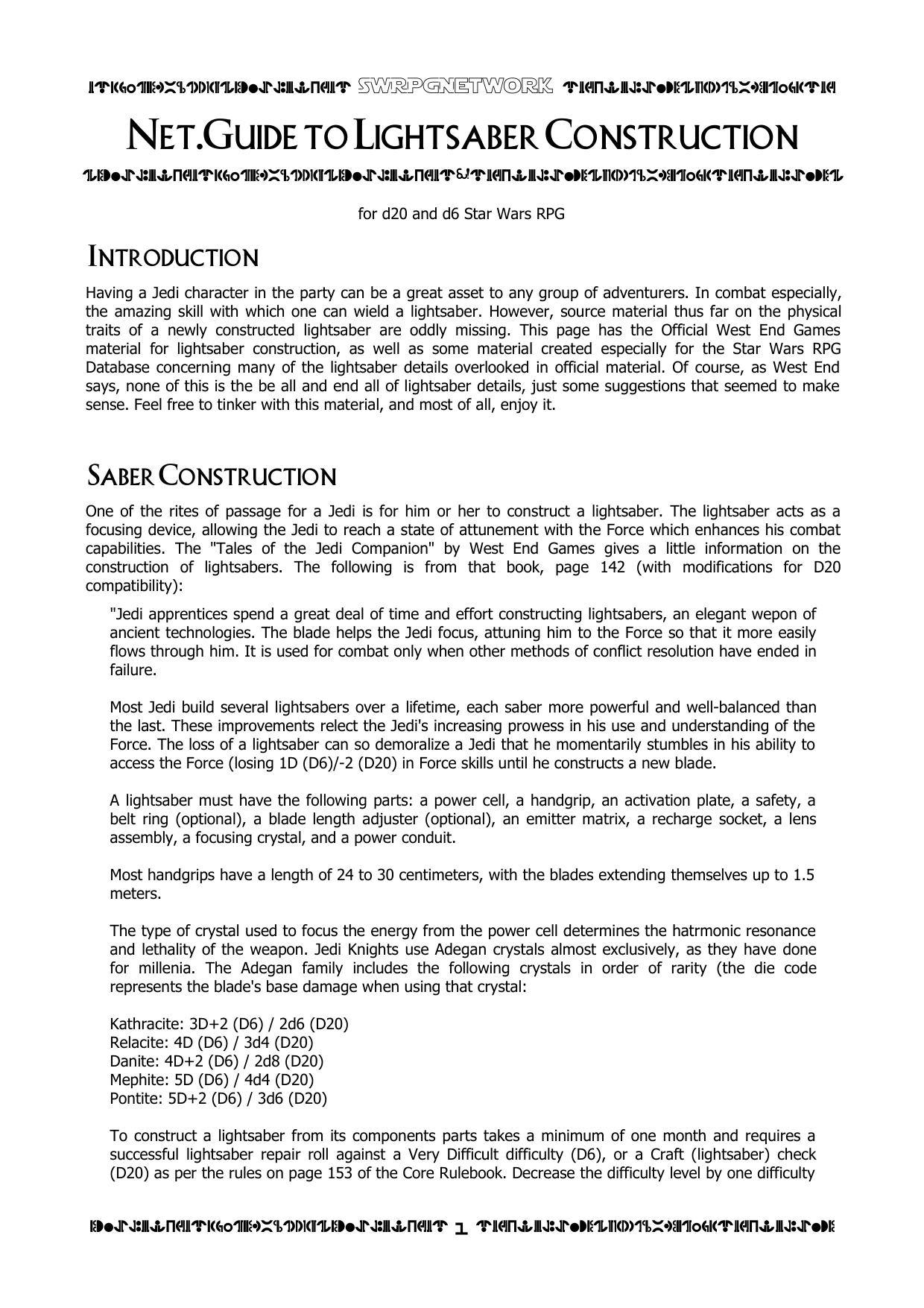 Lightsaber Construction