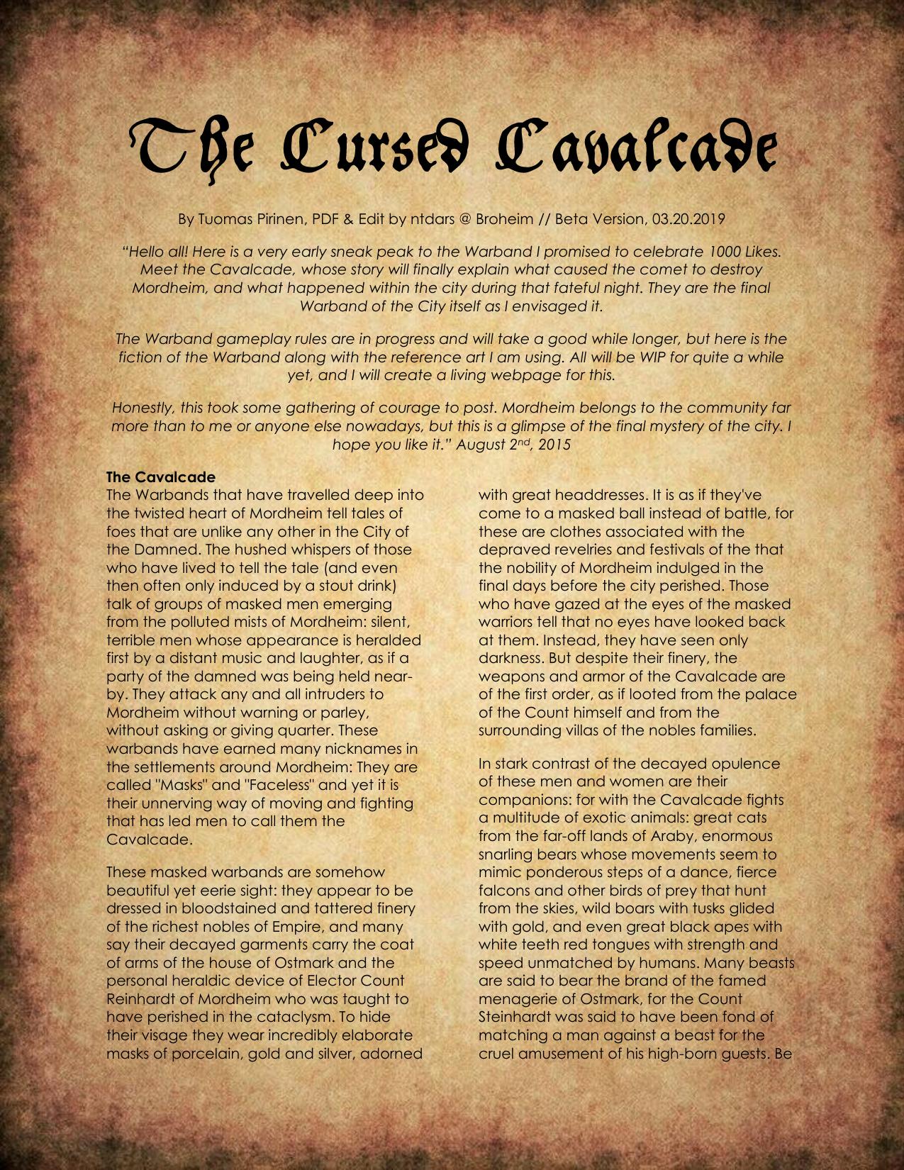 The Cursed Cavalcade Beta