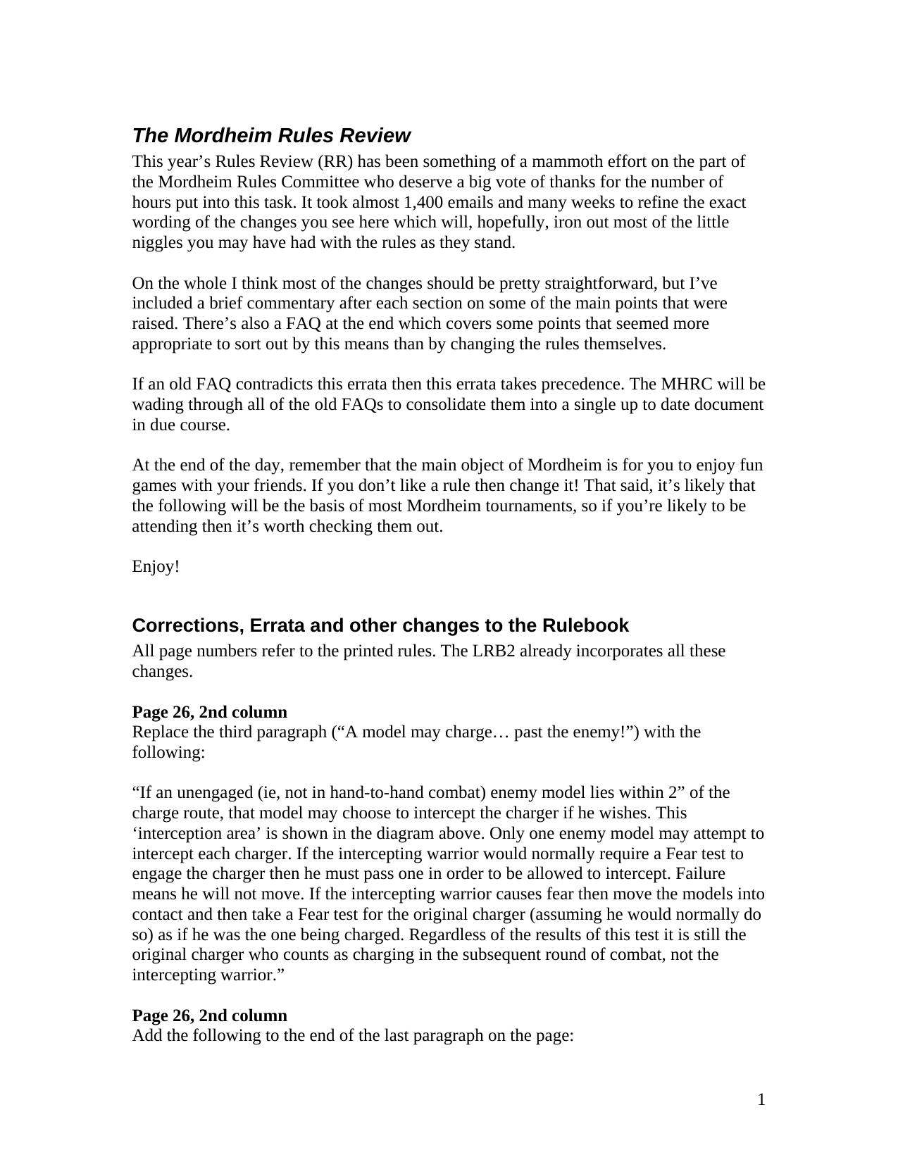 The Mordheim Rules Review