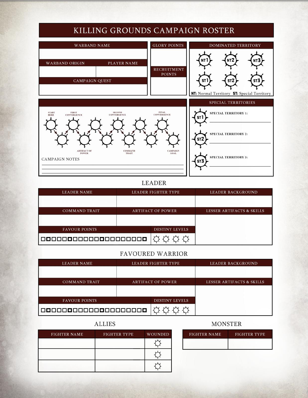 KILLING GROUNDS ROSTER