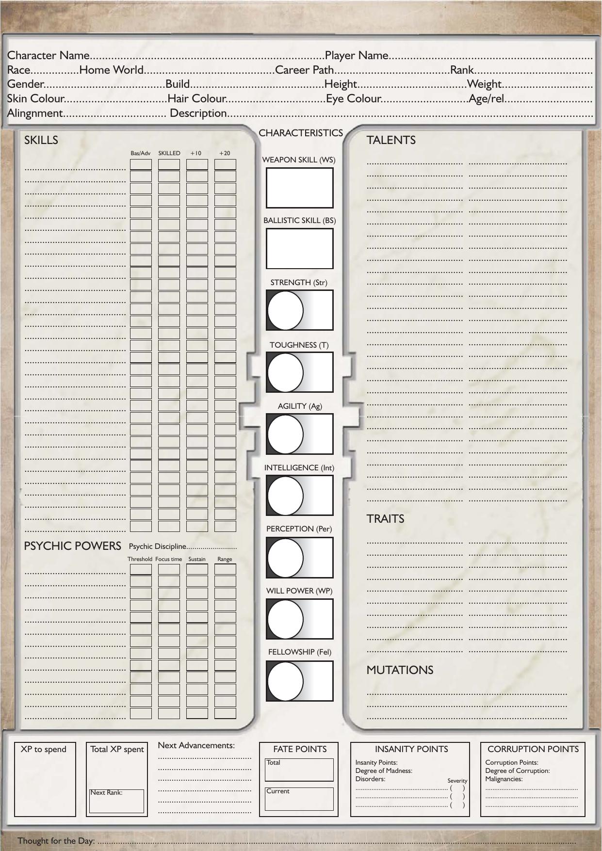 sheet for dark heresy by ader40k