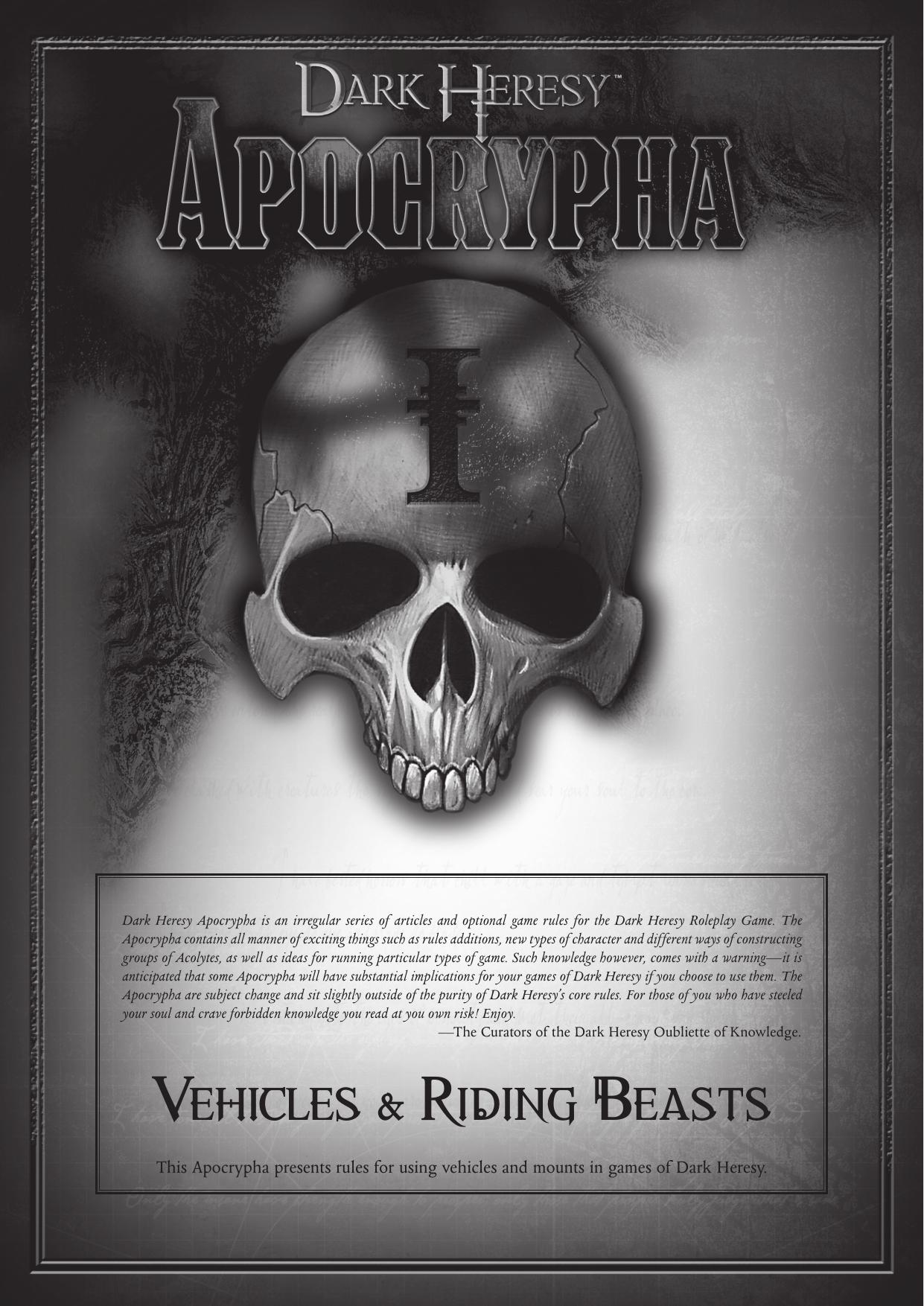 Dark Heresy Apocrypha Vehicles