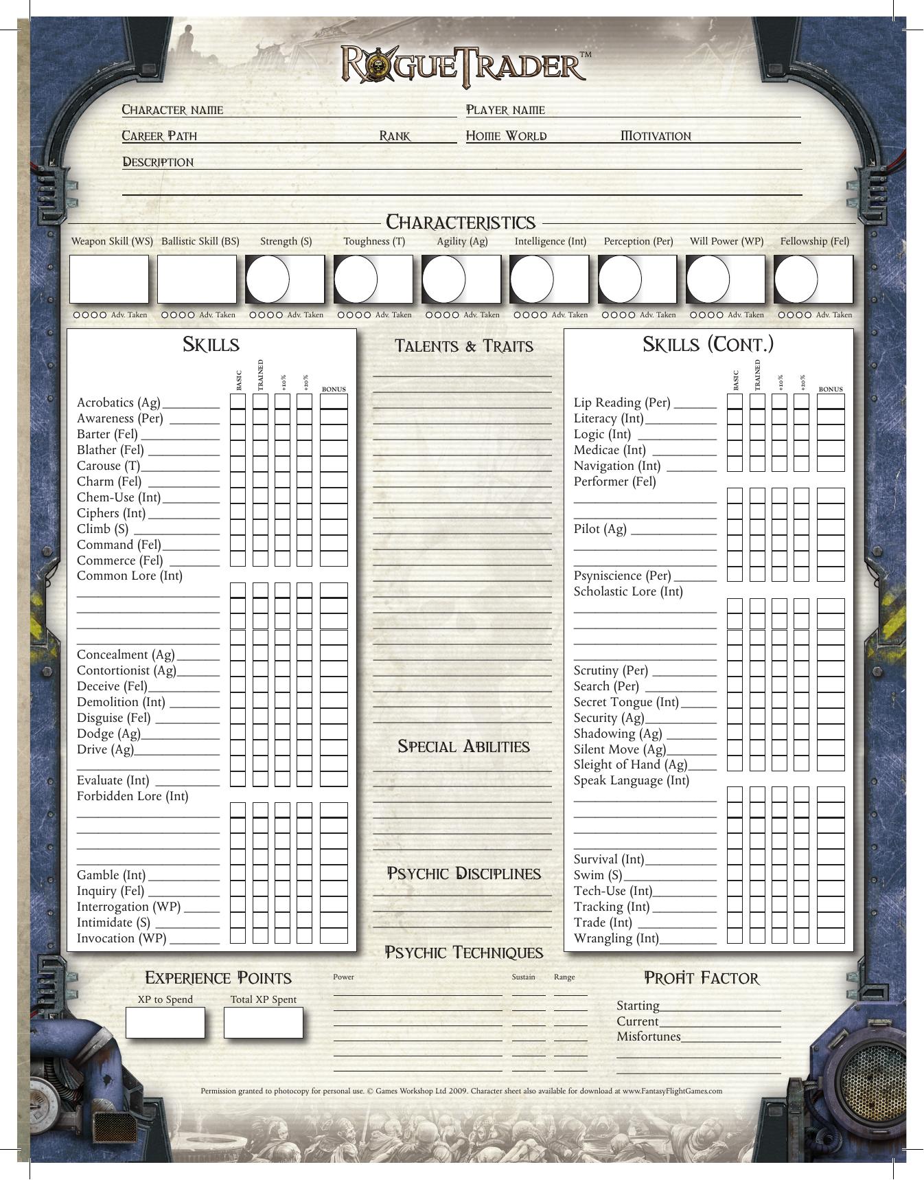 Character Sheet