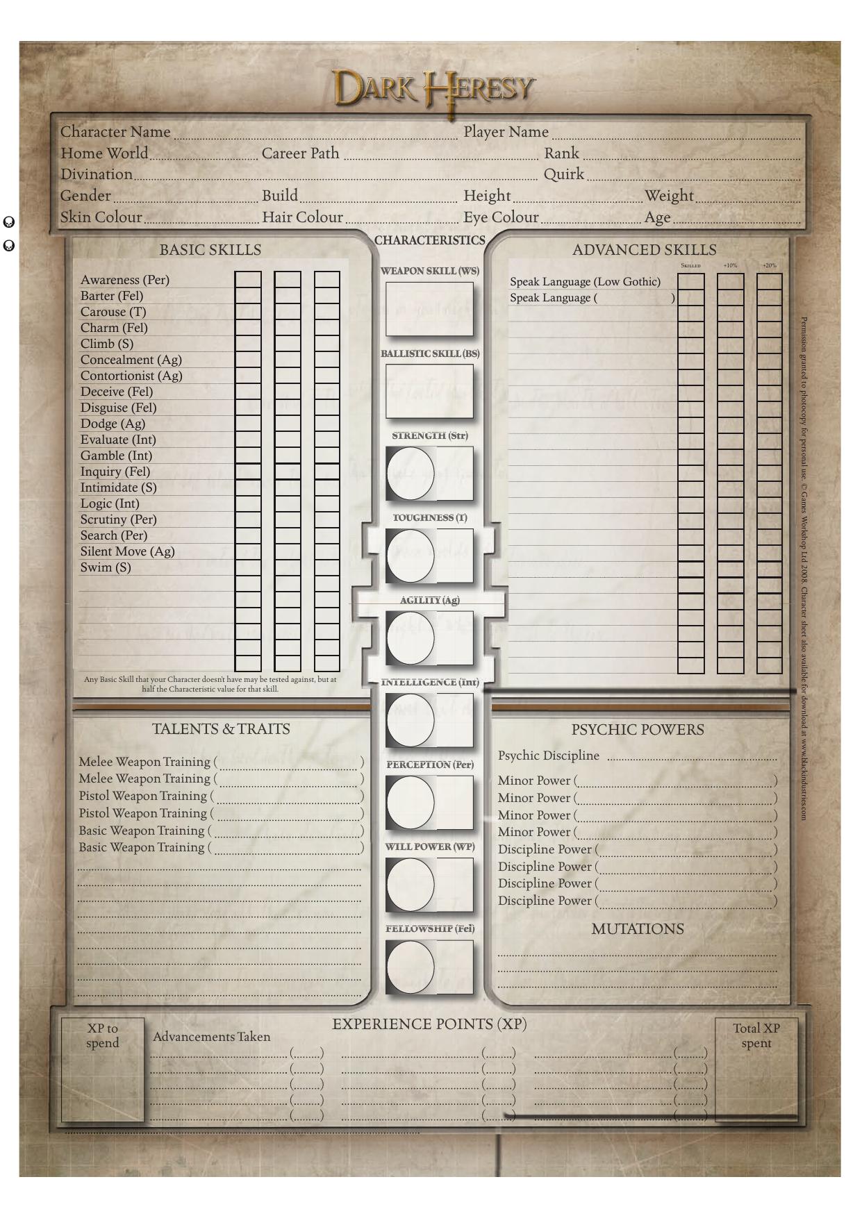 Character Sheet