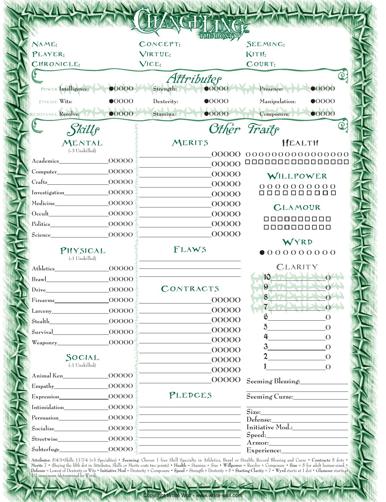 CtL Character Sheet