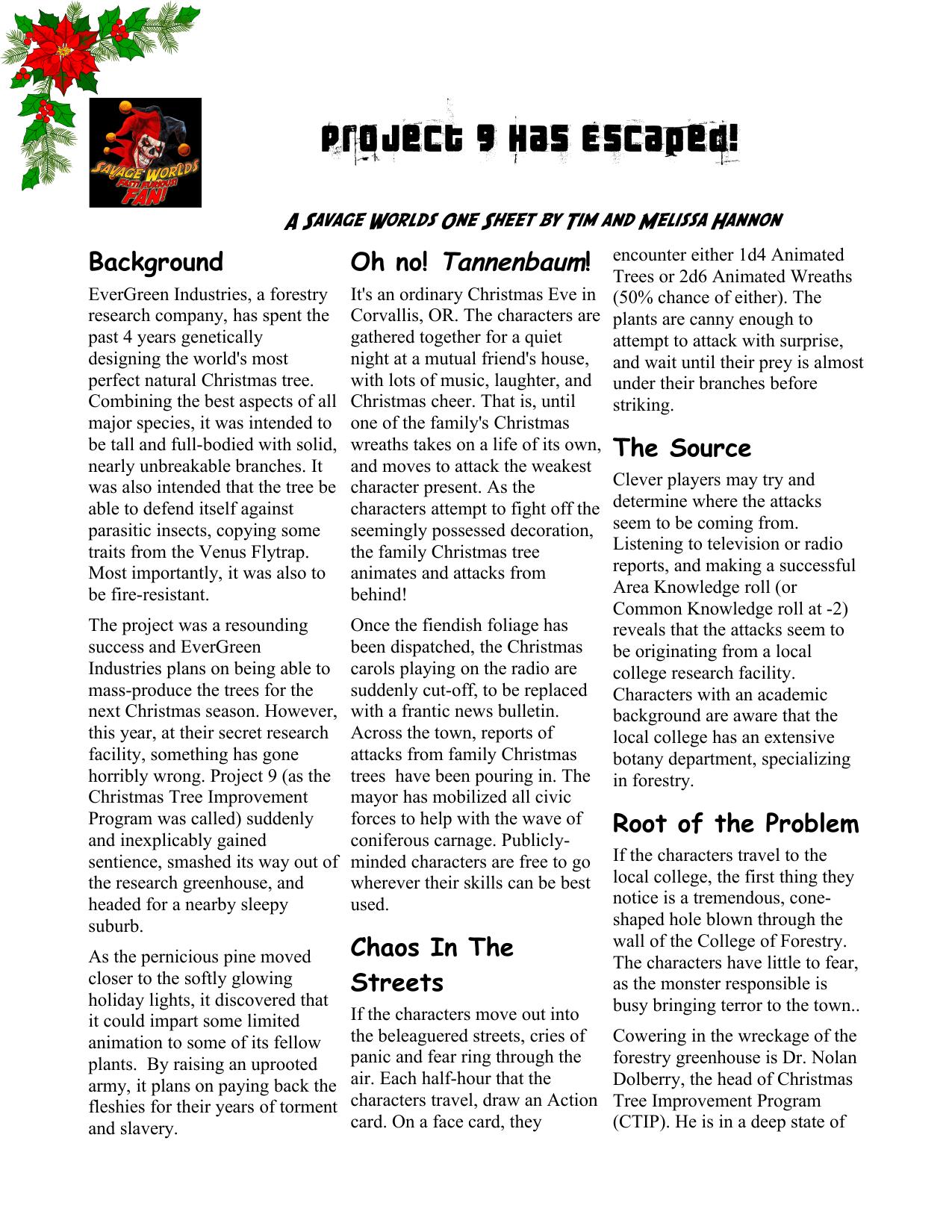 Savage Worlds - Horror - One Sheet