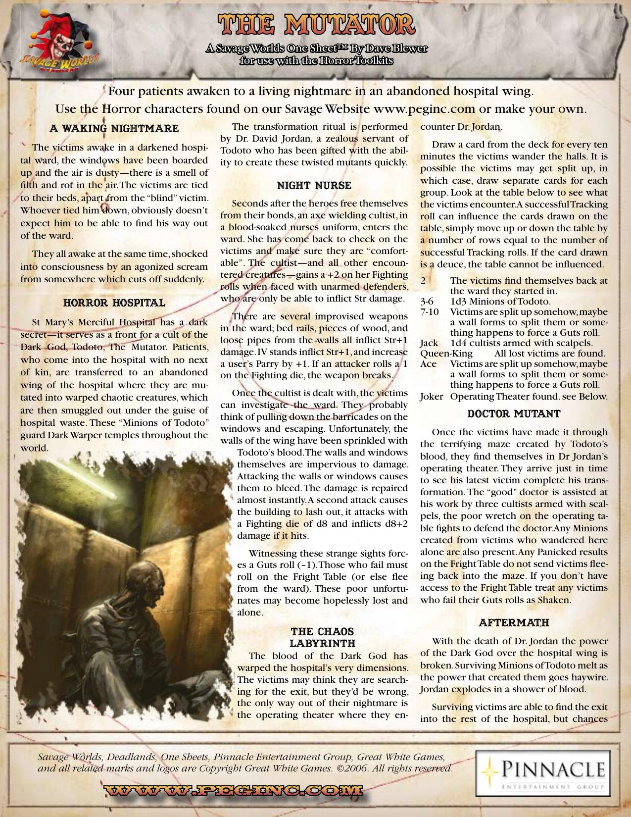 Savage Worlds - Horror - One Sheet