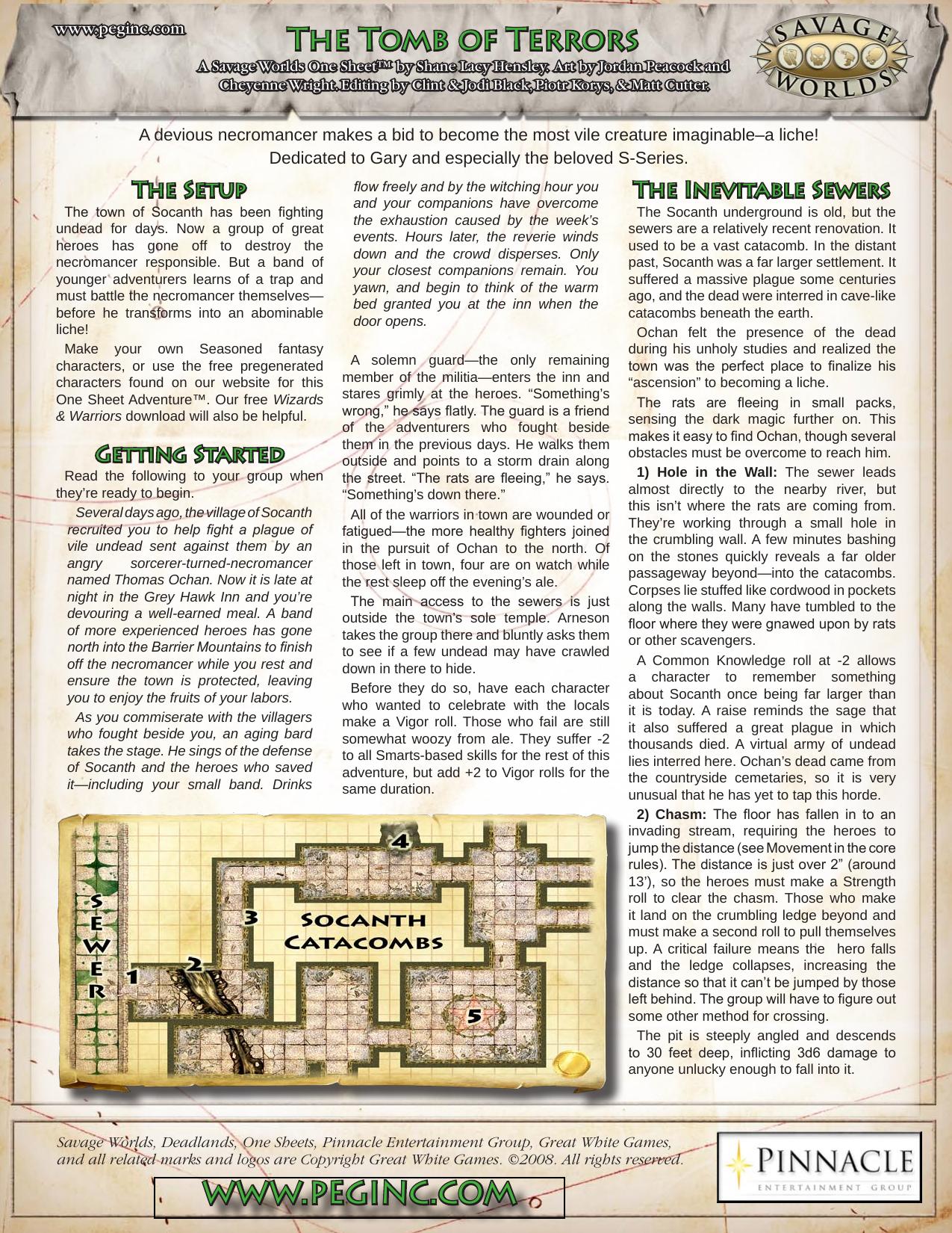 Savage Worlds - Fantasy - One Sheet