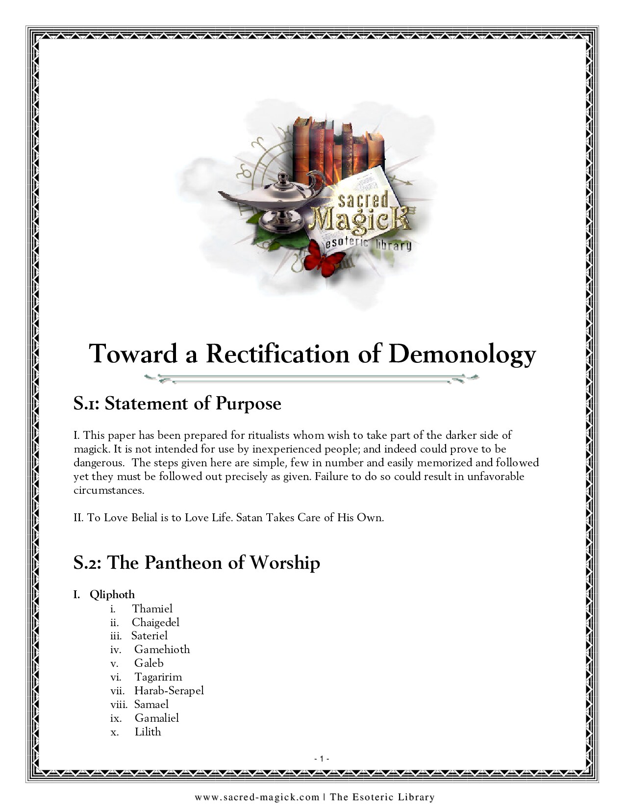 Toward a Rectification of Demonology