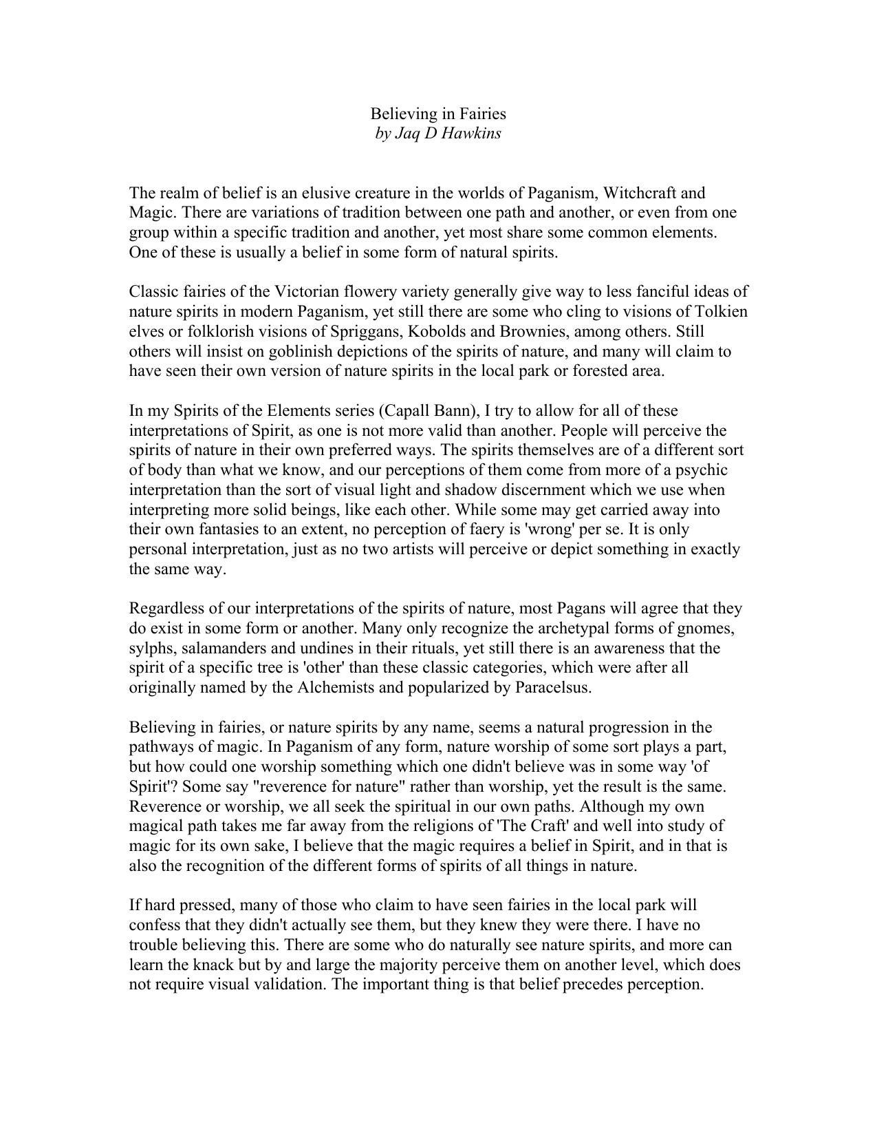 Believing in Fairies