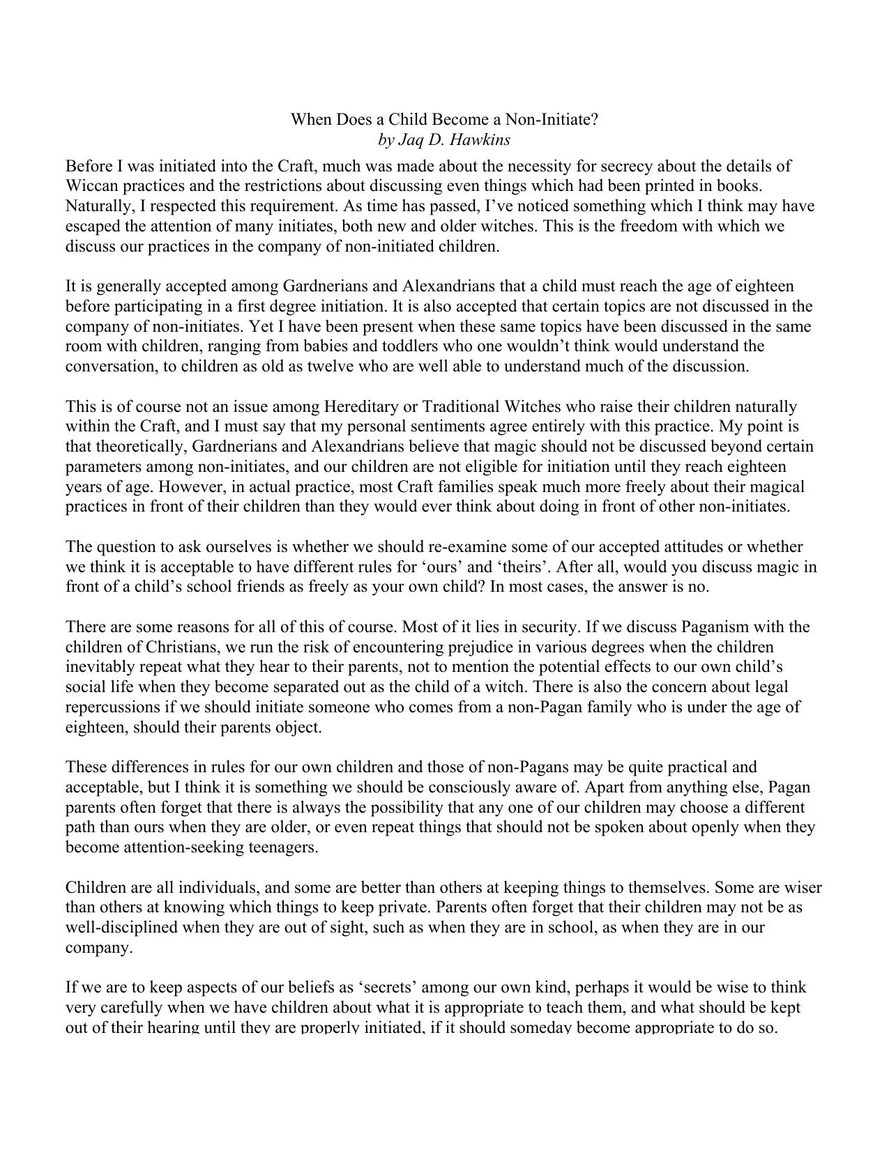 When Does a Child Become a Non-Initiate