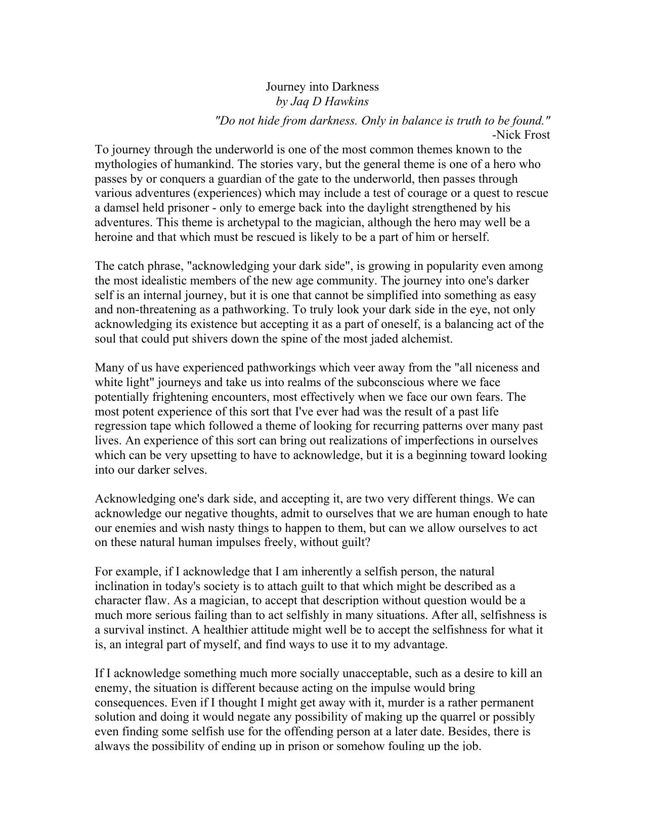 Journey into Darkness