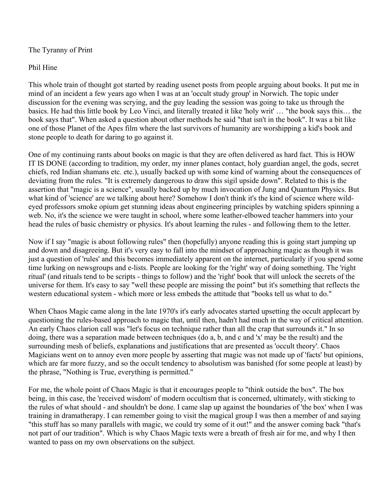 The Tyranny of Print