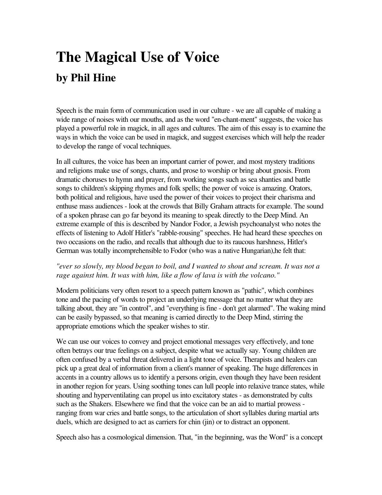 Magical Use of Voice