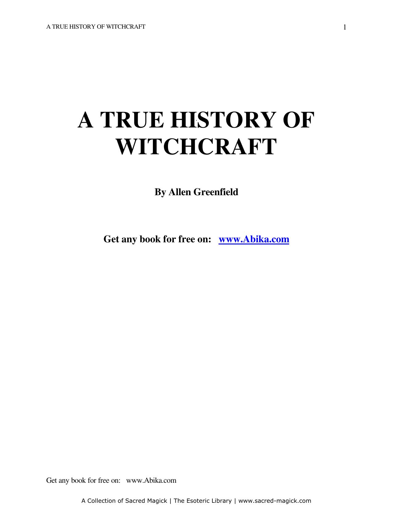 A True History of Witchcraft