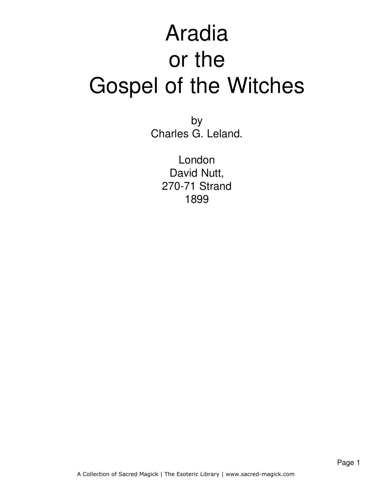 Aradia or the Gospel of the Witches