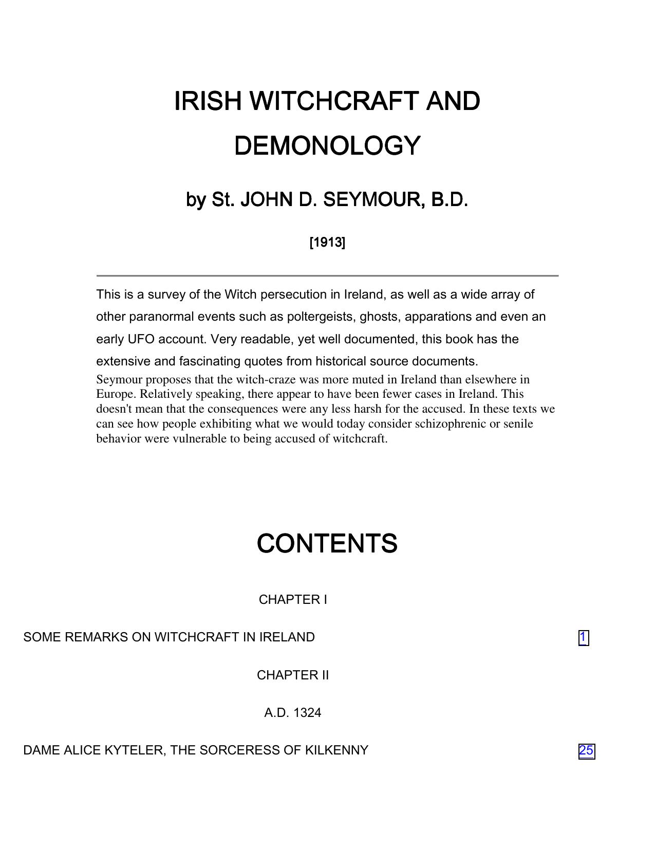 IRISH WITCHCRAFT AND DEMONOLOGY