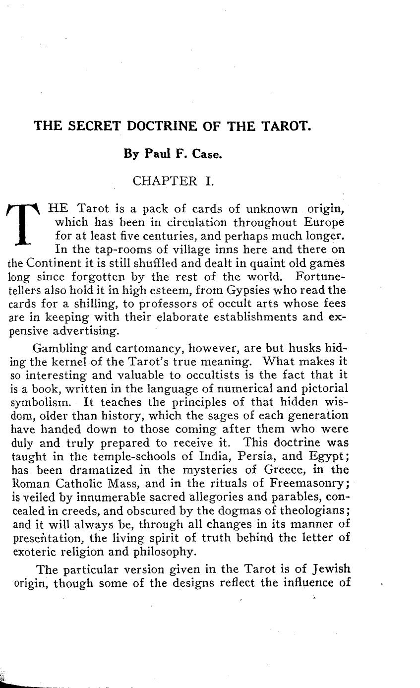 The Secret Doctrine of the Tarot