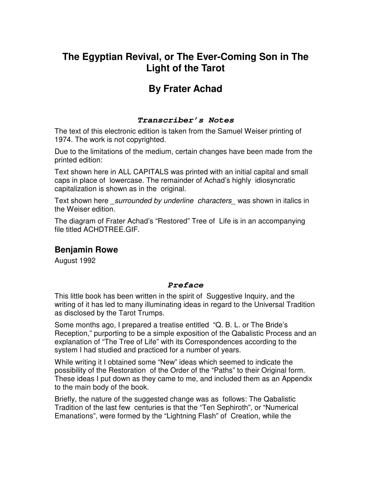 Evercoming Son in the Light of the Tarot