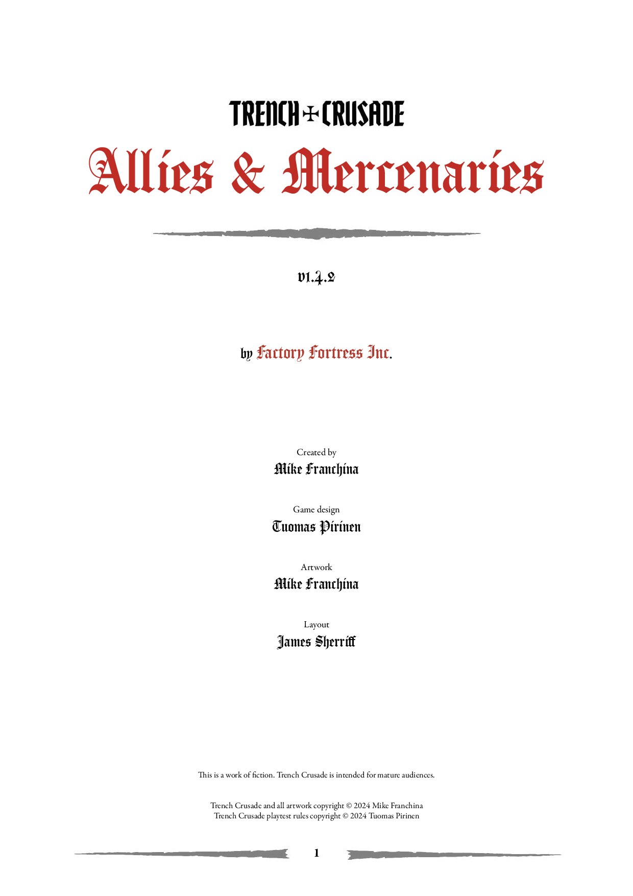 Trench Crusade: Mercenary Rules