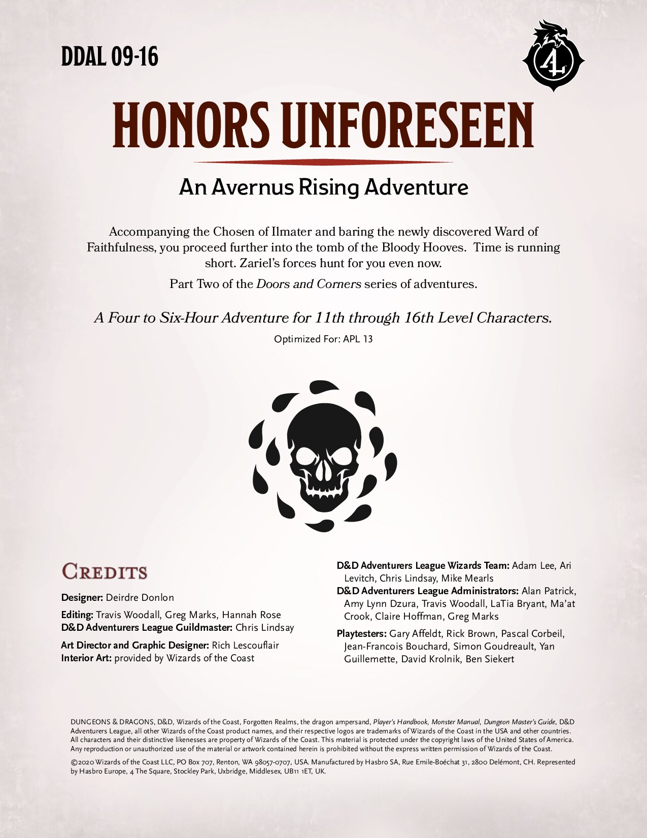 DDAL09-16 - Honors Unforeseen