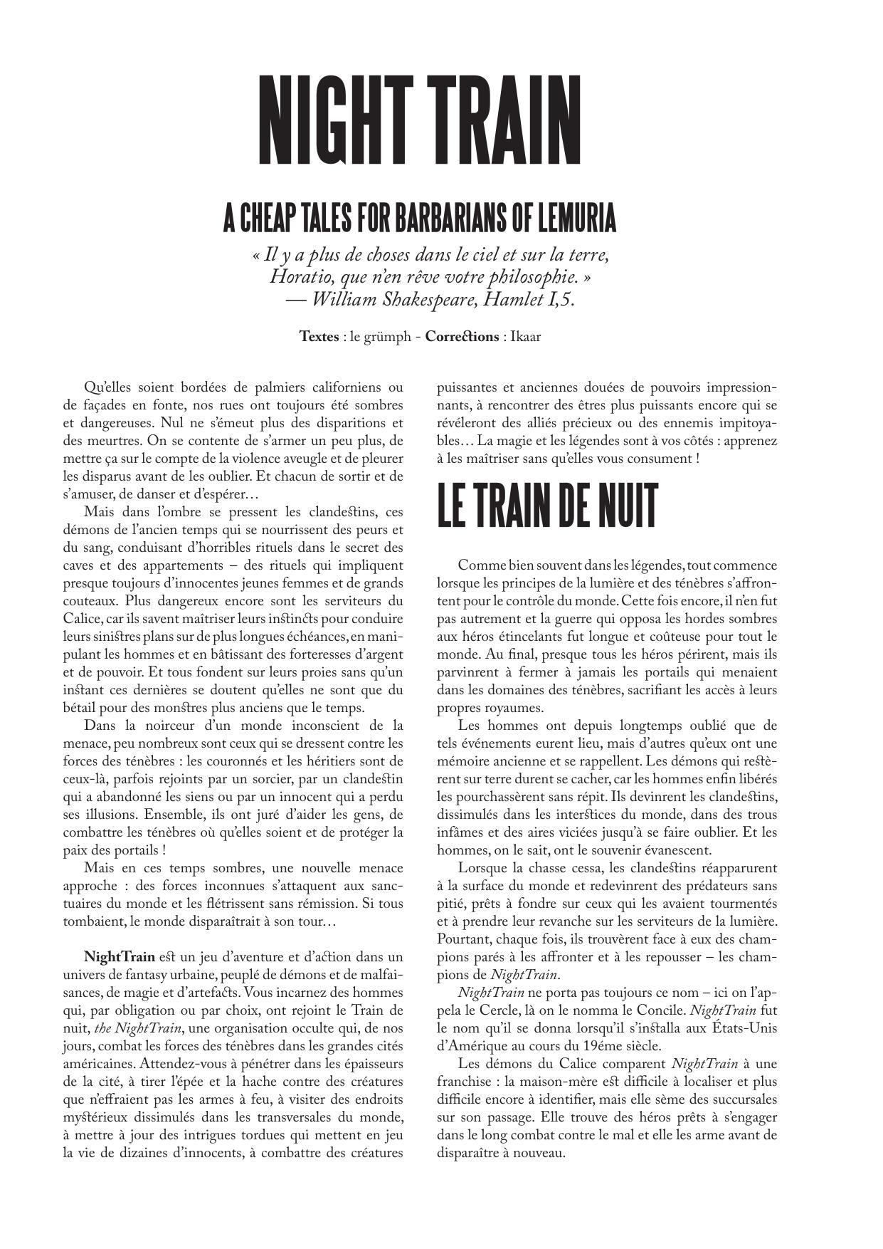 Barbarians of Lemuria Français Night Train