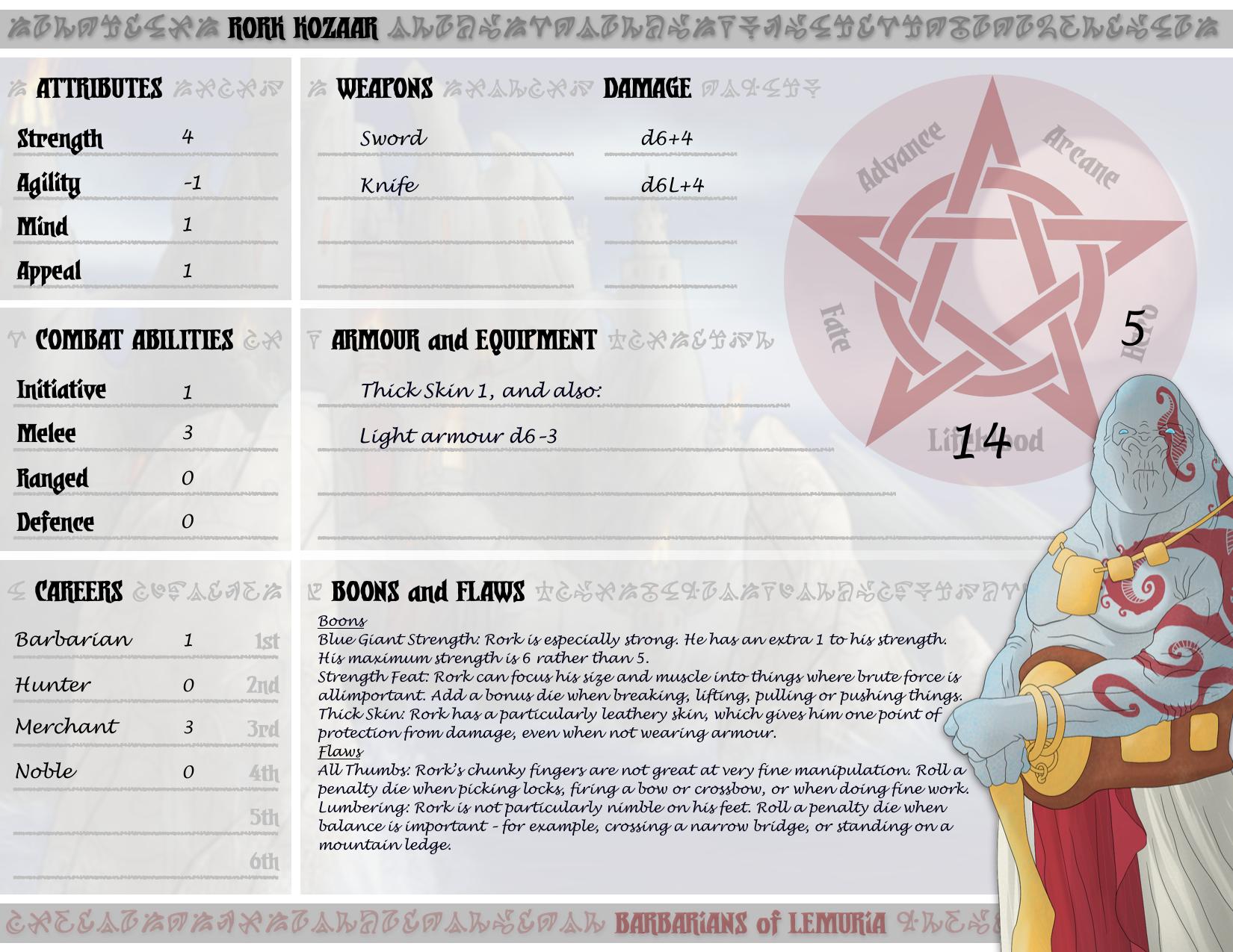 Barbarians of Lemuria PreGen Rork Kozaar