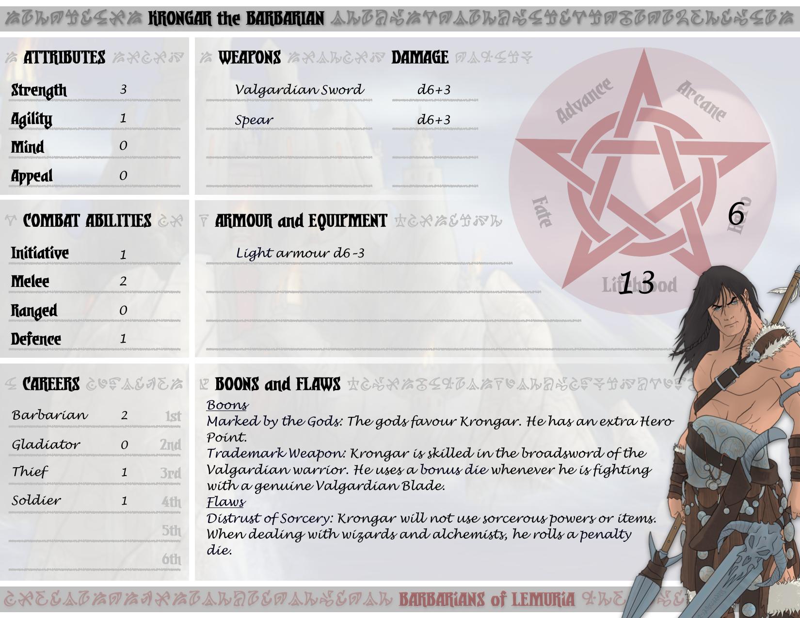 Barbarians of Lemuria PreGen Krongar The Barbarian