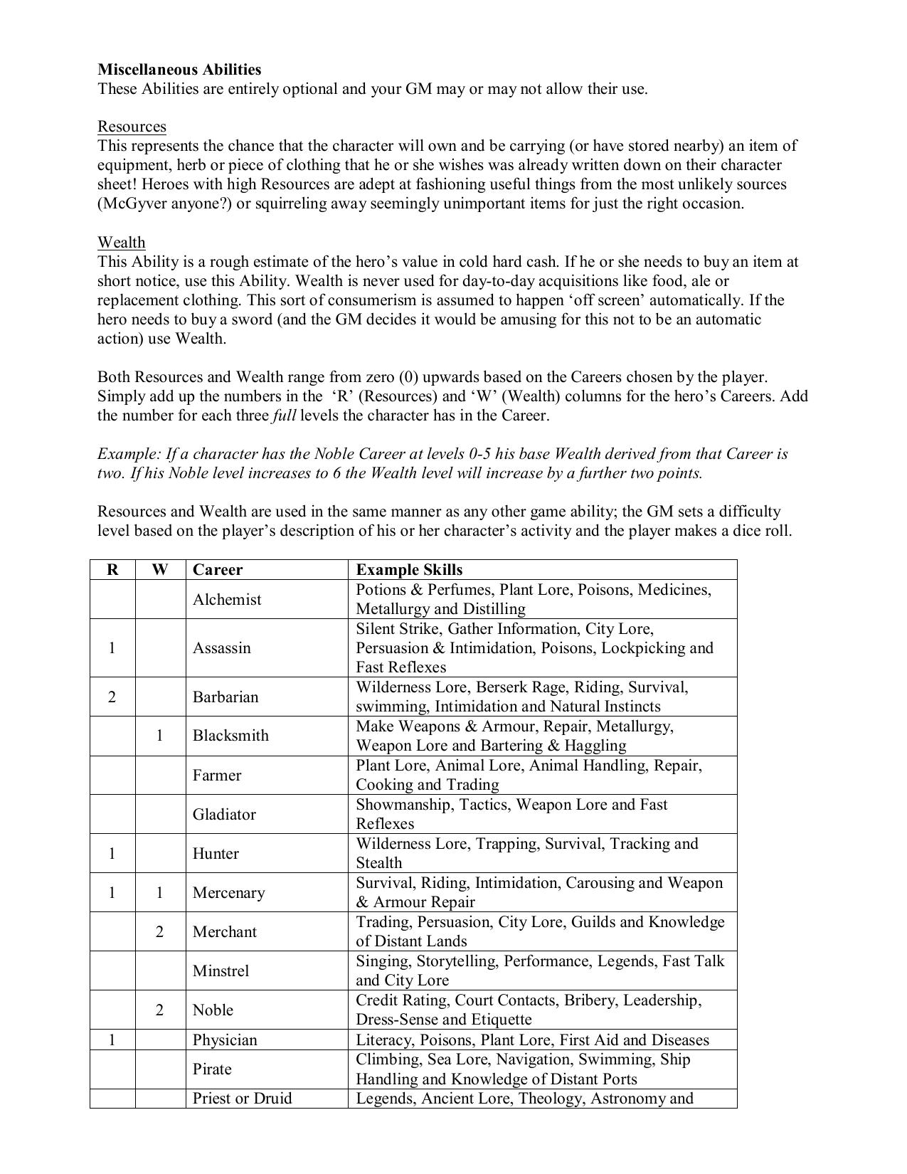 Barbarians of Lemuria Wealth and Resources