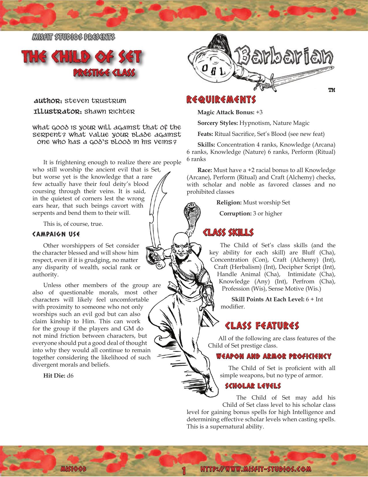 OGL Barbarian The Child of Set