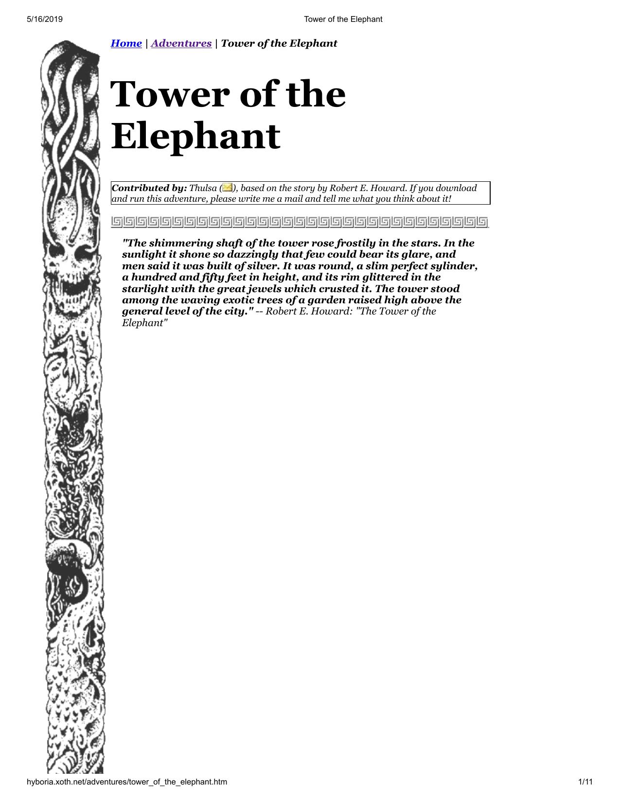 Conan D20 Tower of the Elephant