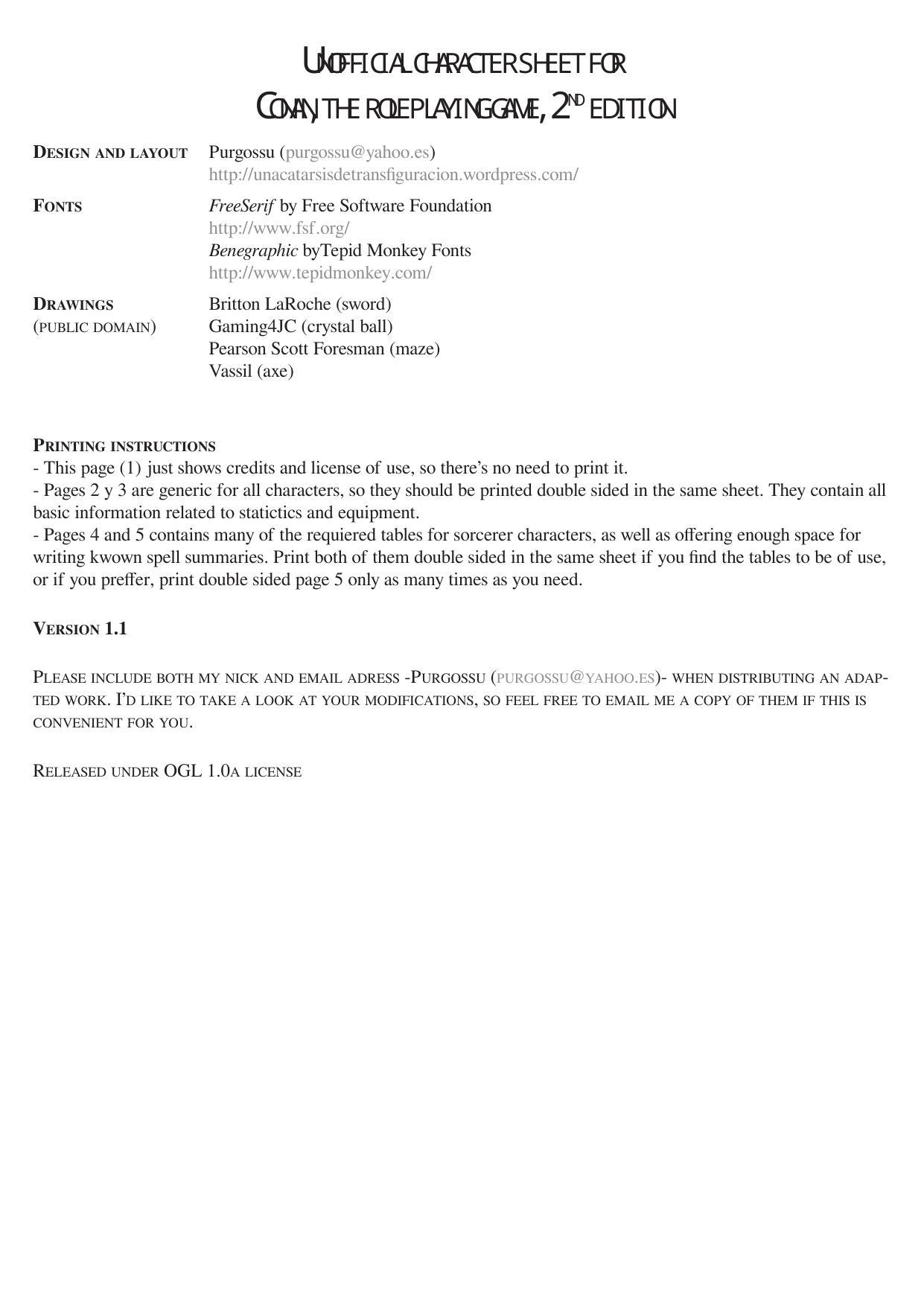 Conan D20 Character Sheet