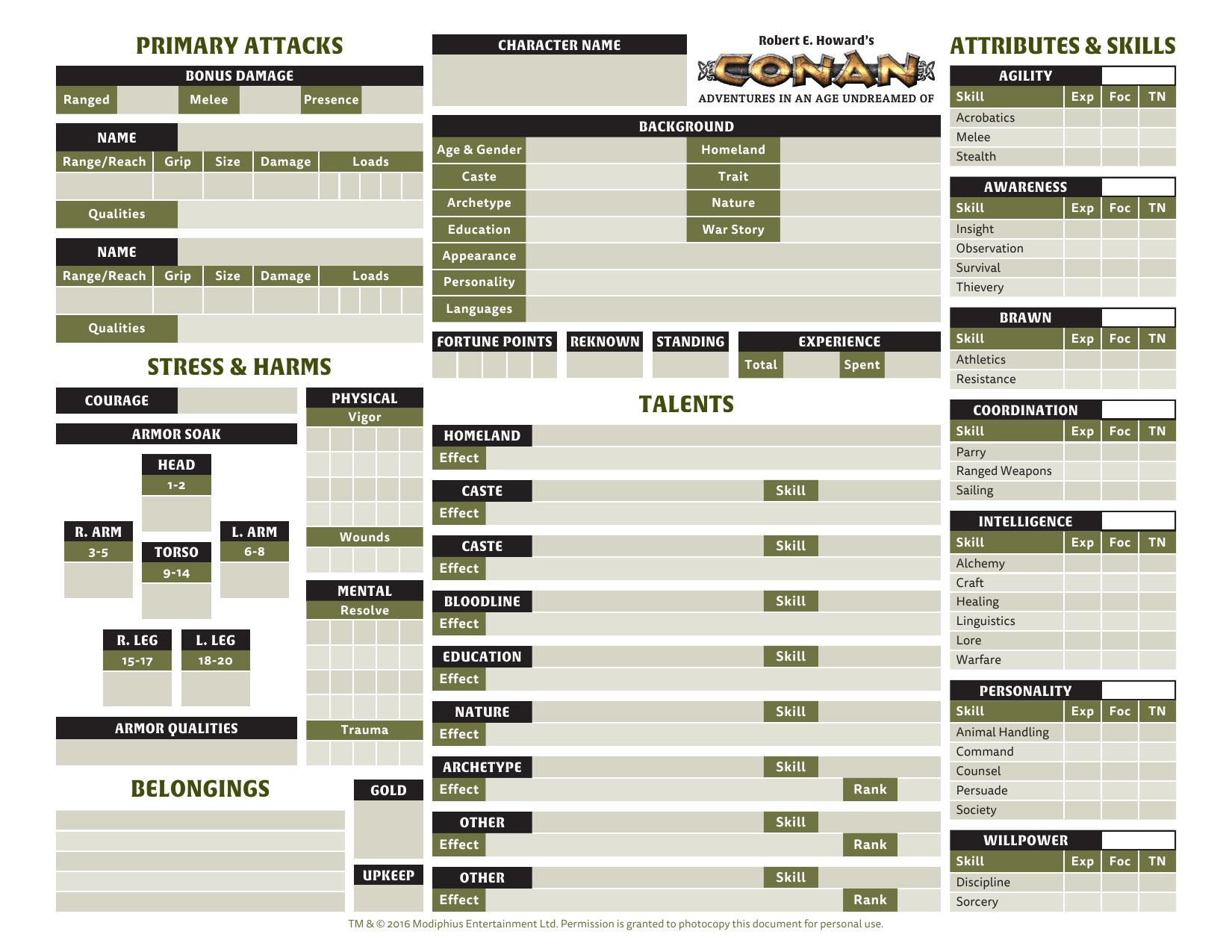 Conan 2d20 Character Sheet Basic no Texture