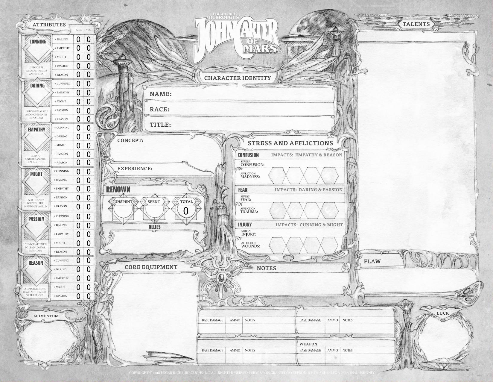 John Carter character sheet BW final