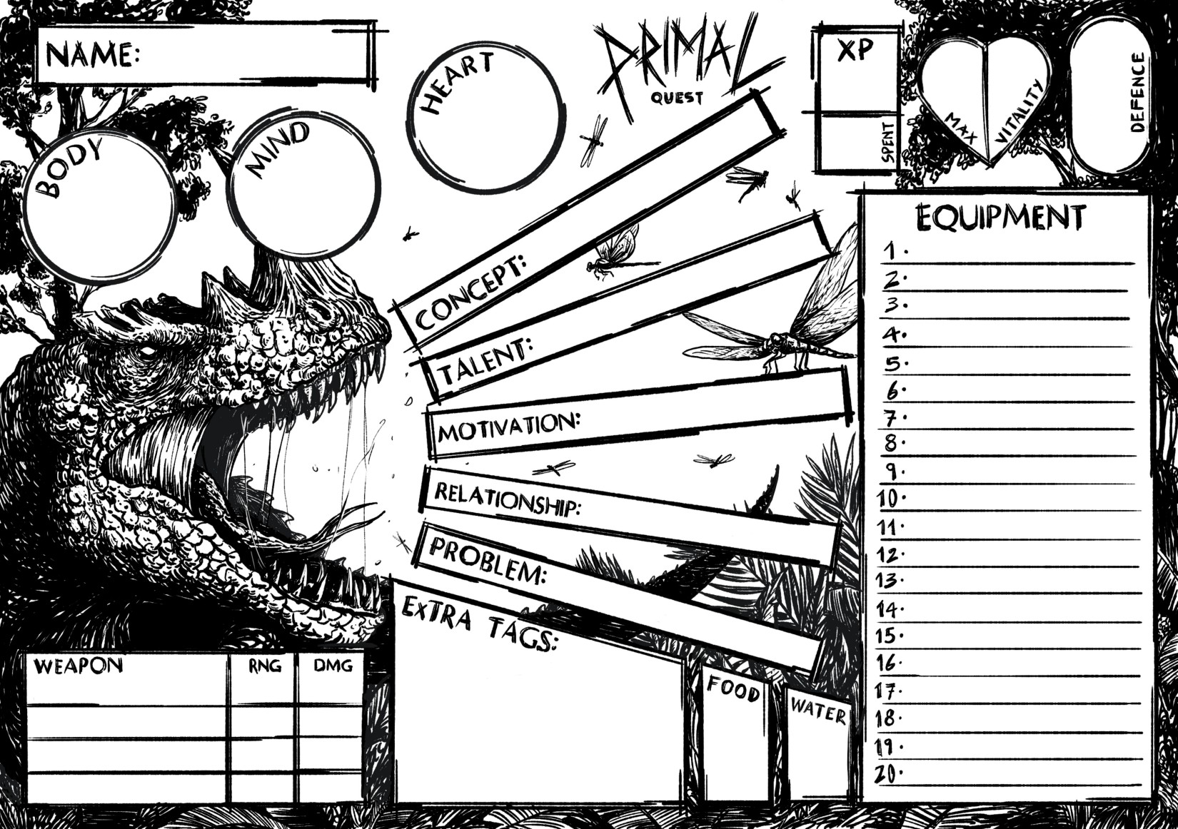 Primal Quest Character Sheet (LicopeoArt)