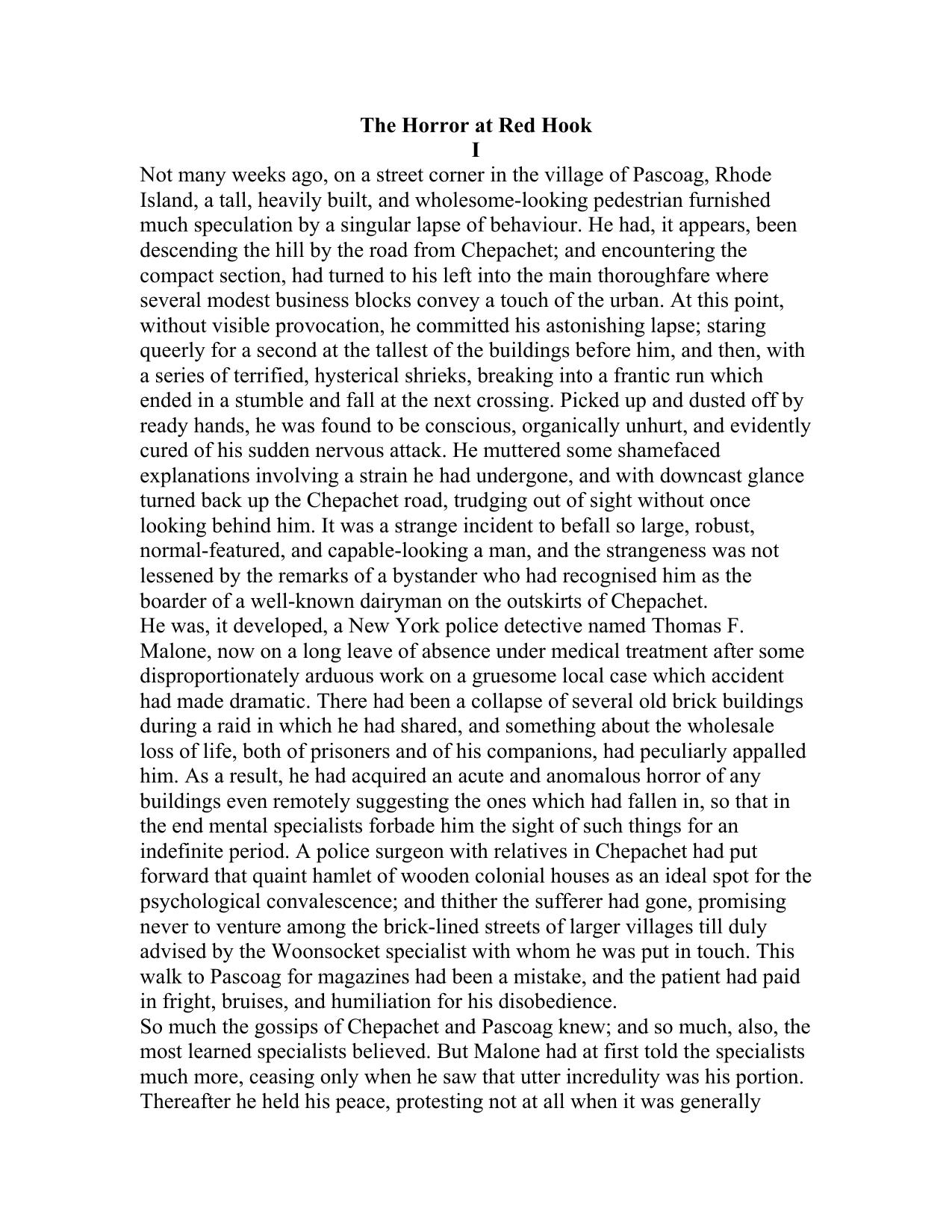 The Horror at Red Hook