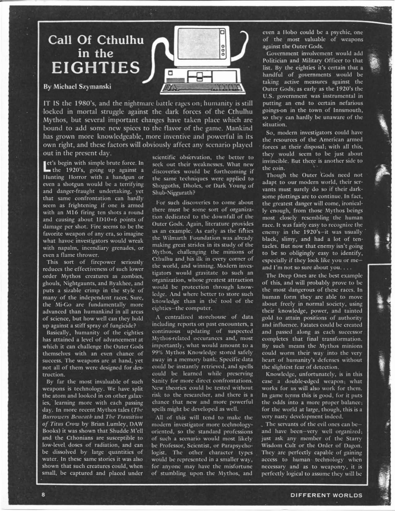 CoC Call of Cthulhu in the Eighties