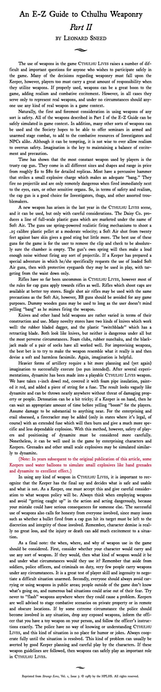 CoC An E-Z Guide to Cthulhu Weaponry Part II