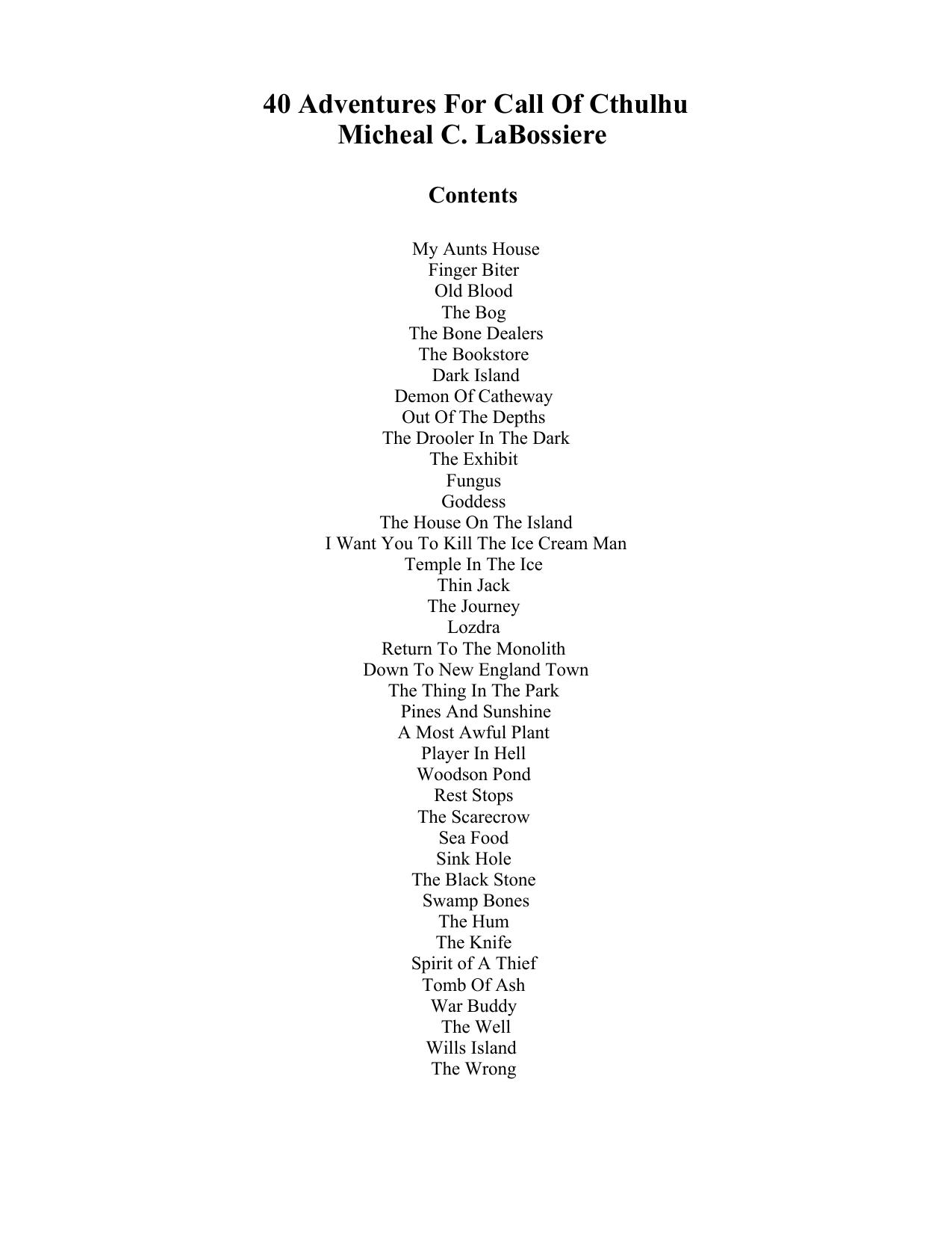 CoC 40 Adventures For Call of Cthulhu