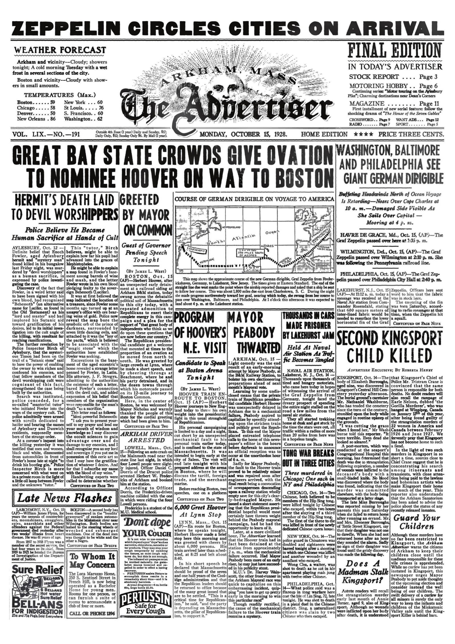 Dateline Lovecraft - Issue #1 - Prop - The Arkham Advertiser