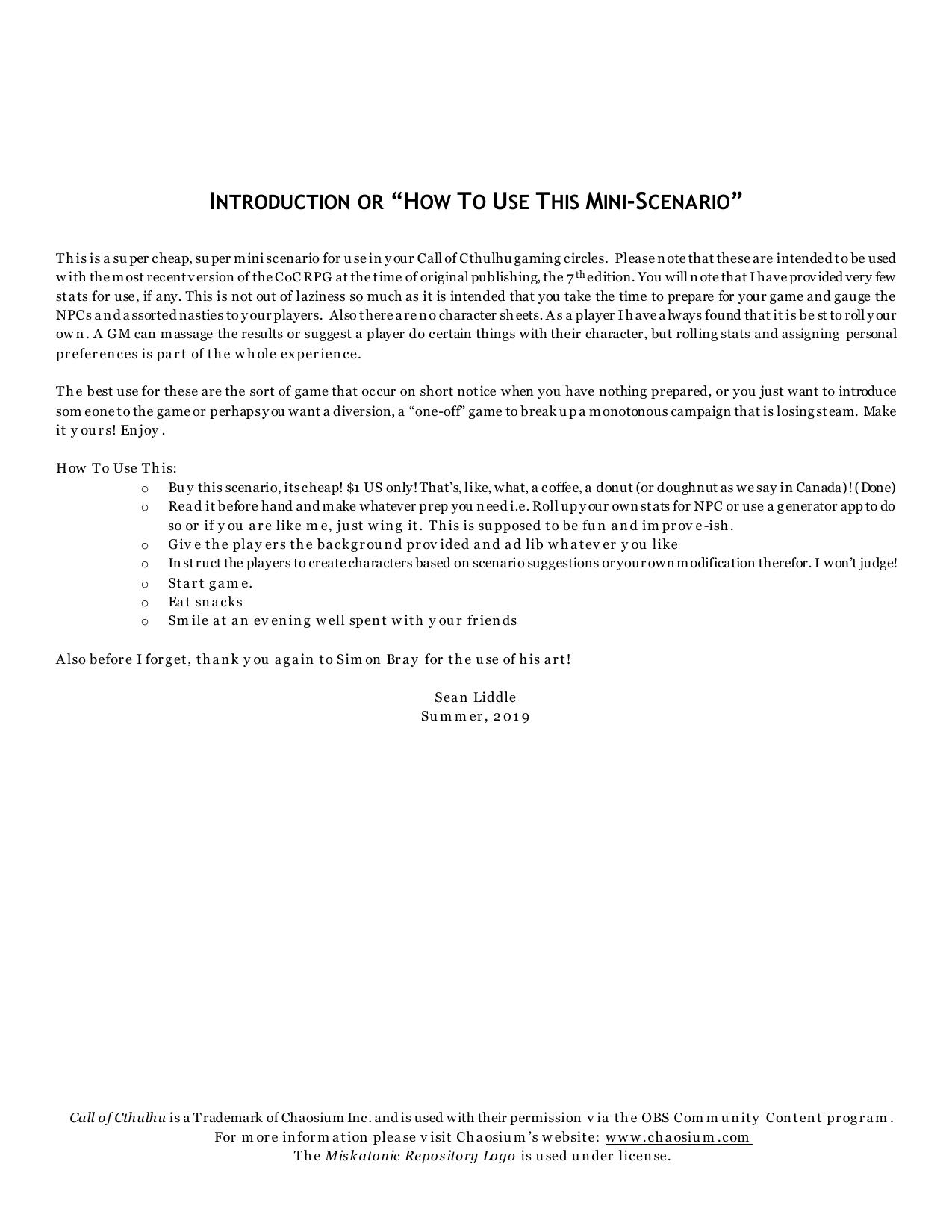 CoC - Miskatonic Repository - Modern Era (1980s) - One for One