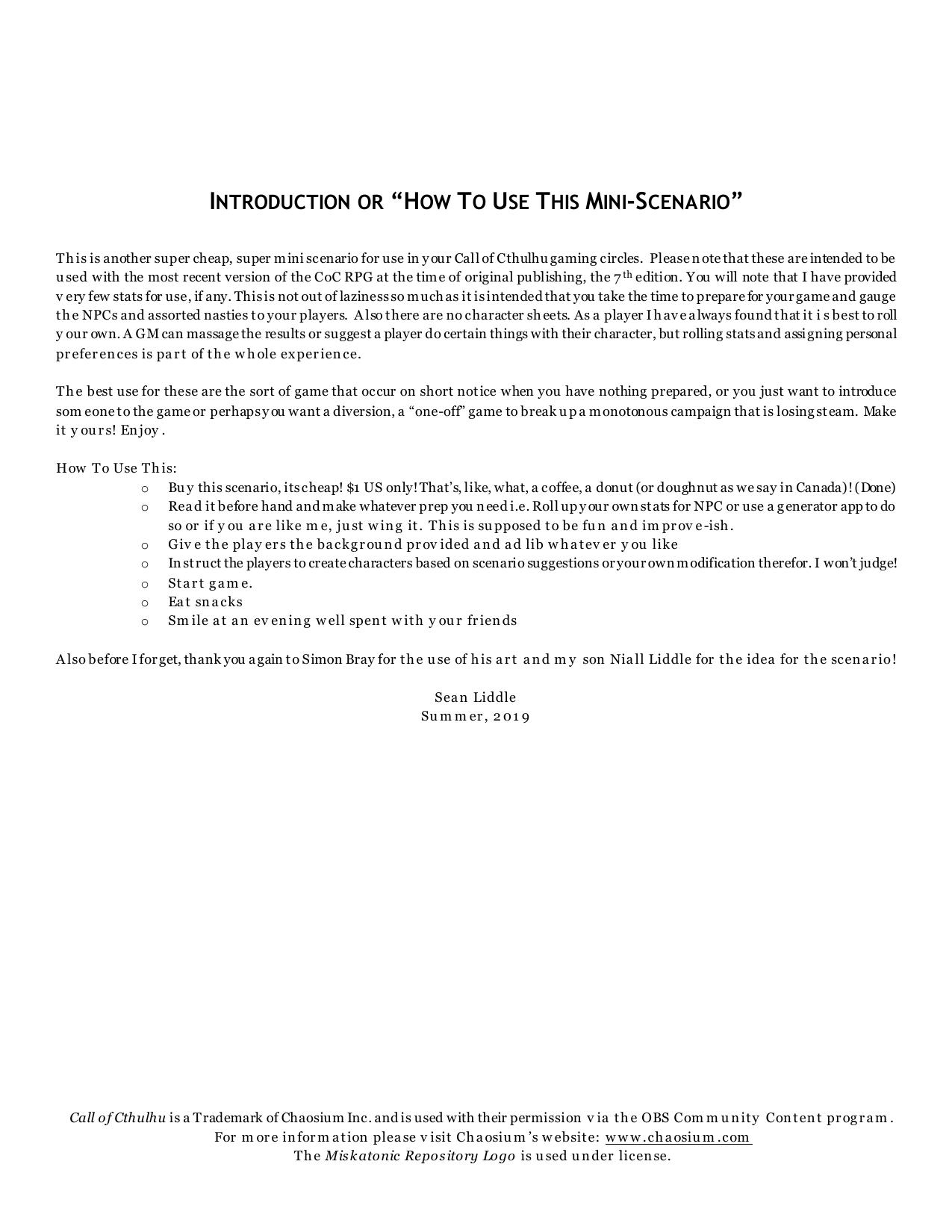 CoC - Miskatonic Repository - Modern Era (1946) - One for One