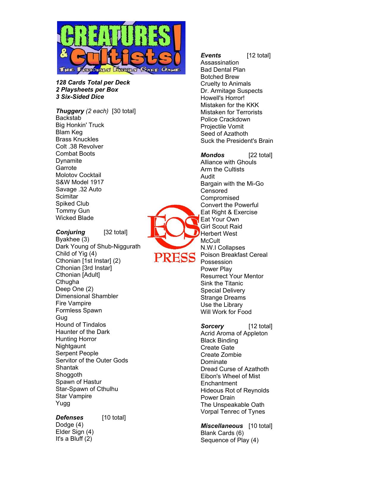 Microsoft Word - C&C Set List.doc