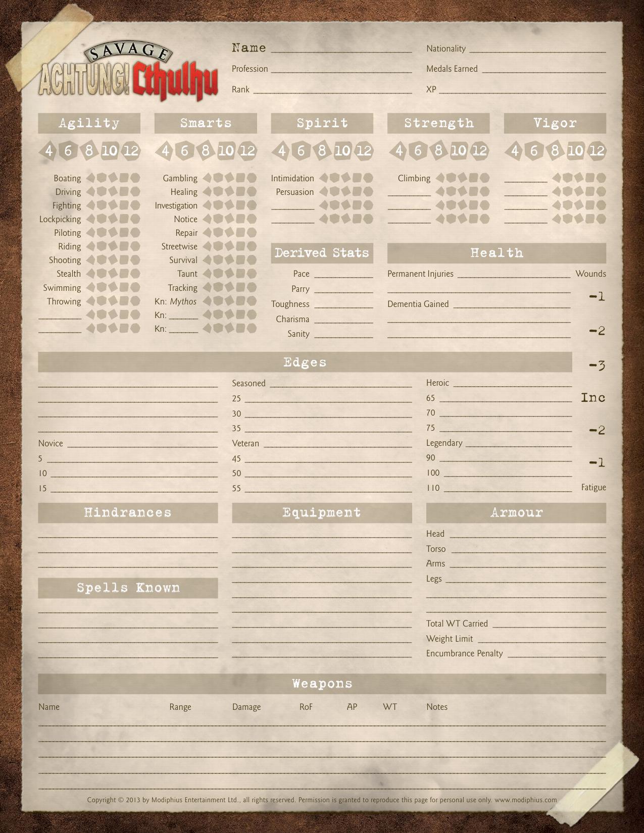 Savage Worlds - Achtung! Cthulhu