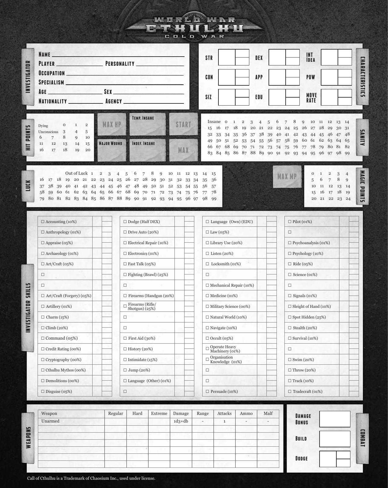 World War Cthulhu - Cold War